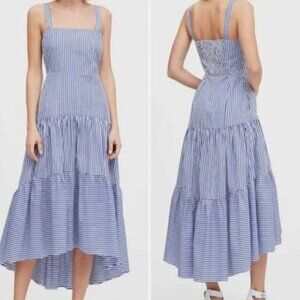 NWOT Banana Republic Cotton Poplin Tiered Stripe Dress